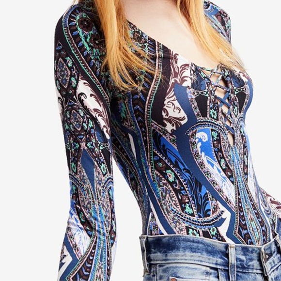 Free People Pick a Place Lace-Up Bodysuit - Picture 4 of 6